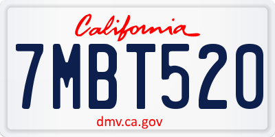 CA license plate 7MBT520