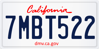 CA license plate 7MBT522