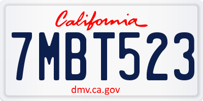 CA license plate 7MBT523