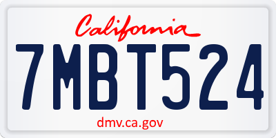 CA license plate 7MBT524