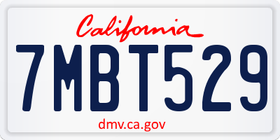 CA license plate 7MBT529