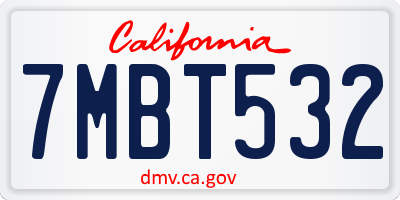 CA license plate 7MBT532