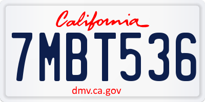 CA license plate 7MBT536