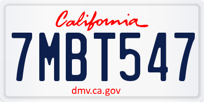 CA license plate 7MBT547