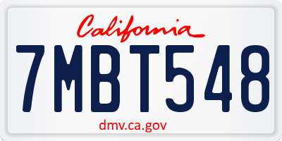 CA license plate 7MBT548