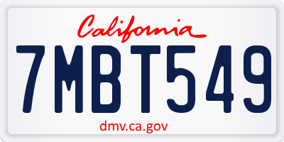 CA license plate 7MBT549