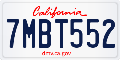 CA license plate 7MBT552