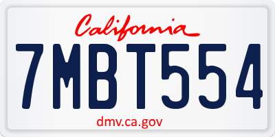 CA license plate 7MBT554
