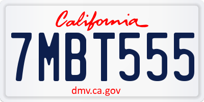 CA license plate 7MBT555