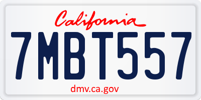 CA license plate 7MBT557