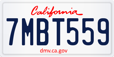 CA license plate 7MBT559