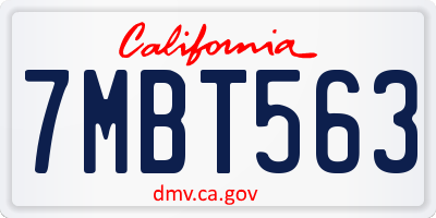 CA license plate 7MBT563