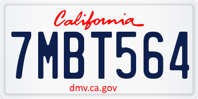 CA license plate 7MBT564