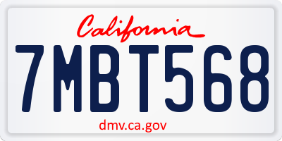 CA license plate 7MBT568