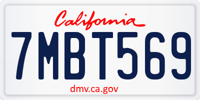 CA license plate 7MBT569