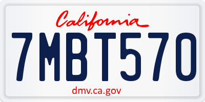 CA license plate 7MBT570