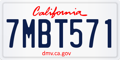 CA license plate 7MBT571