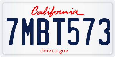 CA license plate 7MBT573