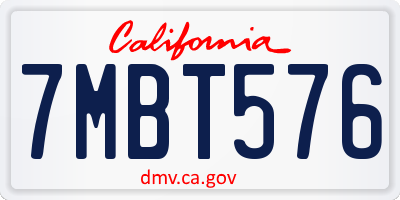 CA license plate 7MBT576