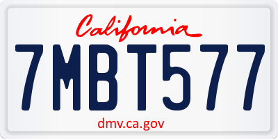 CA license plate 7MBT577