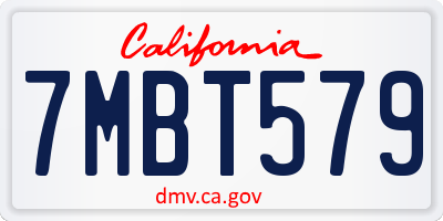 CA license plate 7MBT579