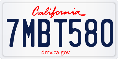 CA license plate 7MBT580