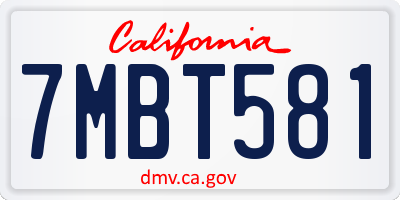 CA license plate 7MBT581