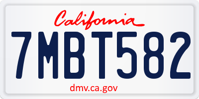 CA license plate 7MBT582