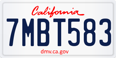 CA license plate 7MBT583