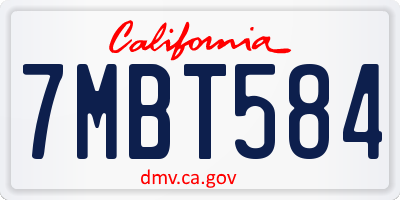 CA license plate 7MBT584