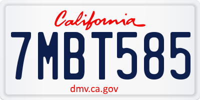 CA license plate 7MBT585