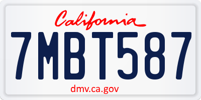 CA license plate 7MBT587