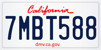 CA license plate 7MBT588