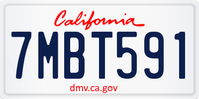 CA license plate 7MBT591