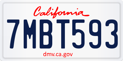 CA license plate 7MBT593