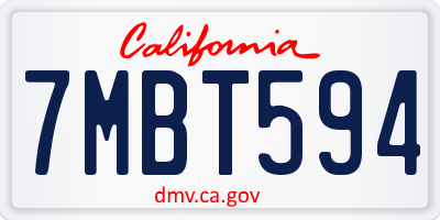 CA license plate 7MBT594