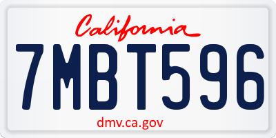 CA license plate 7MBT596