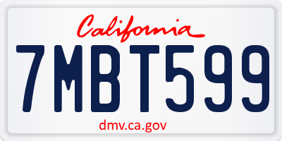 CA license plate 7MBT599