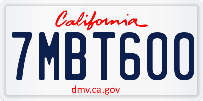 CA license plate 7MBT600