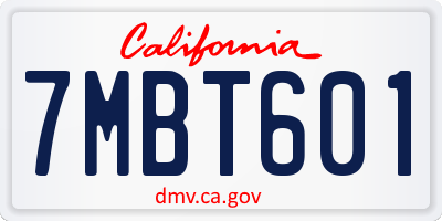 CA license plate 7MBT601