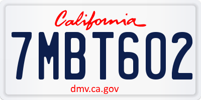 CA license plate 7MBT602