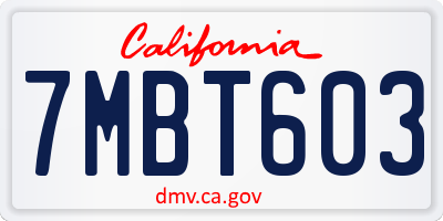 CA license plate 7MBT603
