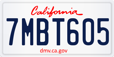 CA license plate 7MBT605