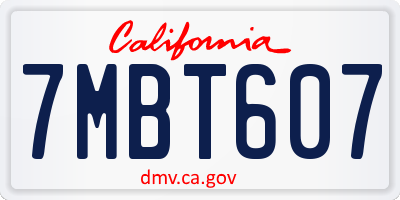 CA license plate 7MBT607