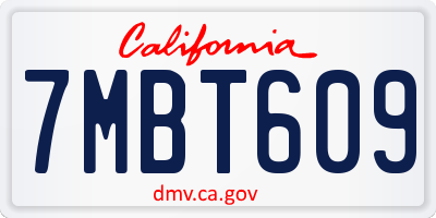 CA license plate 7MBT609
