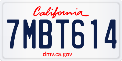 CA license plate 7MBT614
