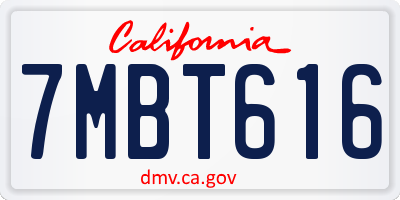 CA license plate 7MBT616