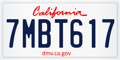 CA license plate 7MBT617