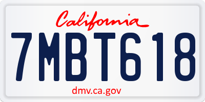 CA license plate 7MBT618