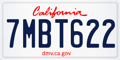 CA license plate 7MBT622